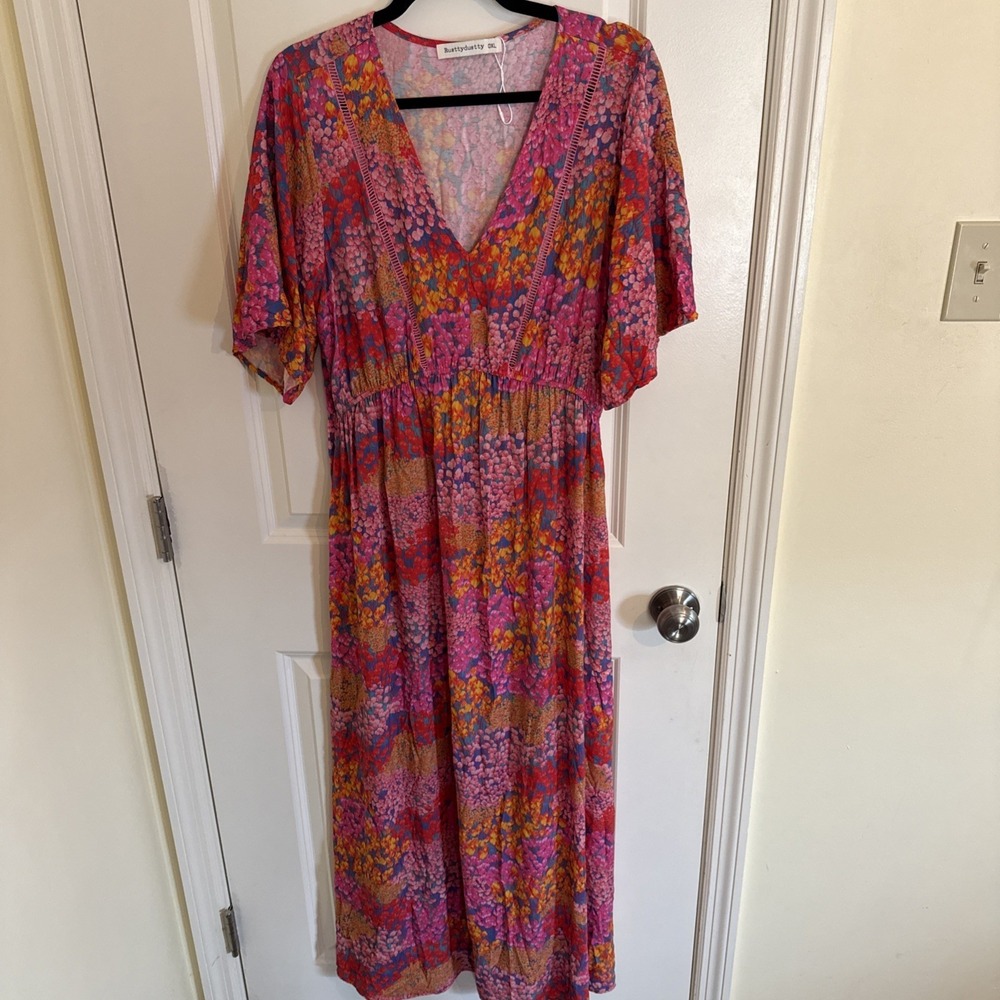 NWOT Rusttydustty Tulip Floral Maxi Dress Size 0XL
